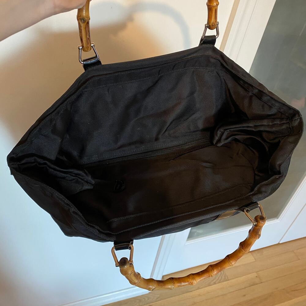 Gucci Vintage Black Bamboo handle tote / travel bag Tom Ford Era Oversized XL - Picture 12 of 15